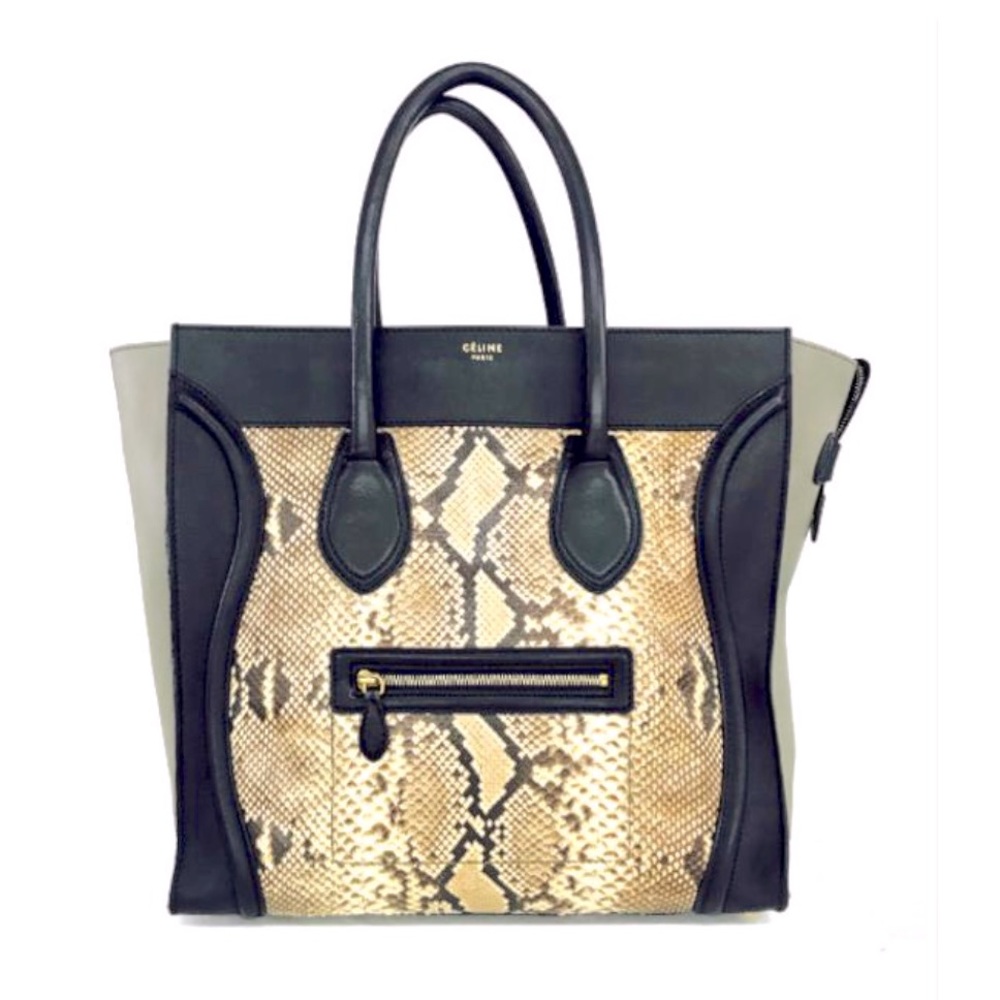 Celine Black And Grey Leather Python Tote. - image 1